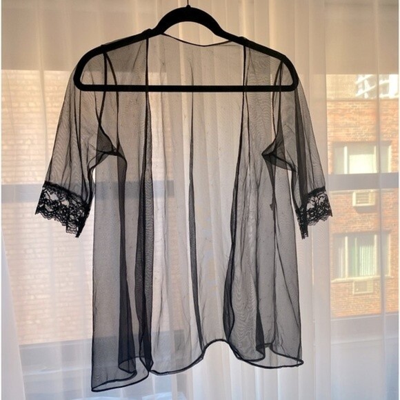 Vintage delicates Black lace nightie sheer robe size s/m - Picture 1 of 9